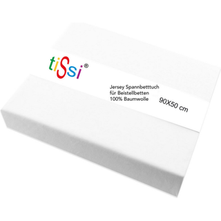 tiSsi® MAXI BOXSPRING Spannbetttuch 90x50cm für Beistellbett Weiß