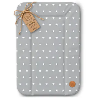 Totsy Baby Wickelauflage Wickelunterlage abwaschbar und wasserdicht 70x50 cm - Wickelmatte zum Auflegen auf Wickeltisch Wickelaufsatz Wickelkommode oder Waschmaschine Oeko-Tex 70 x 50 Sterne und Grau