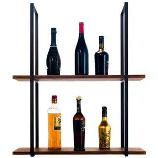 yelloo - Hängeregal für die Wand, Küchenregal, Deckenregal Zur Präsentation Von Wein, Flaschenhalter, Für Küche mit Kochinsel, Bar, Restaurant (BAR SHELF 75 cm, Braune/Walnüsse)