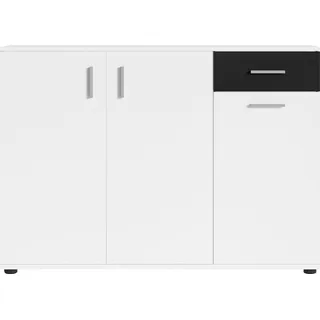 Kommode BYLIVING "Jakob" Sideboards Gr. B/H/T: 110 cm x 83,5 cm x 35,5 cm, schwarz-weiß (weiß, schwarz) Kommode Breite 110 cm