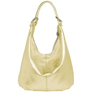 Caspar Schultertasche Damen Vintage Leder Tasche Hobo Bag - CLASSIC LINE - Modell No.617, 100% italienisches Veloursleder, samtig weich, angenehmer Tragekomfort goldfarben
