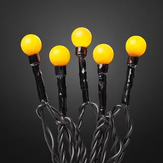 hellum Kugel Lichterkette mit Timer, LED Lichterkette innen mit 20 gelbe LED Kugeln, Partybeleuchtung beleuchtet 190cm, Batteriebetrieben indoor für Party, Gerten, Weihnachten Dekoration, 521221