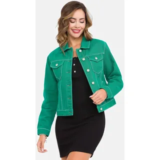 Cipo & Baxx Damen, Jeansjacke Oversize Lang Denim Frezeitjacke WJ212 grün, S, - S