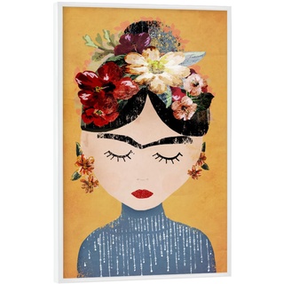 artboxONE Poster mit weißem Rahmen 60x40 cm Frida Kahlo Menschen Frida (Yellow Version) - Bild Frida Female Frau