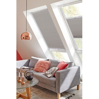 Dachfensterplissee SUNLINES "StartUp Style Honeycomb TL" Plissees Gr. 93,9 cm, zweiseitig verschiebbar, 61,4 cm, grau (grau, weiß) Dachfensterplissees