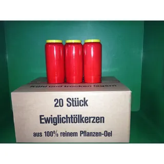 20 x Vegane Grabkerzen 100 % Pflanzen Öl Grablicht 7 Tage weiss / rot (weiß)