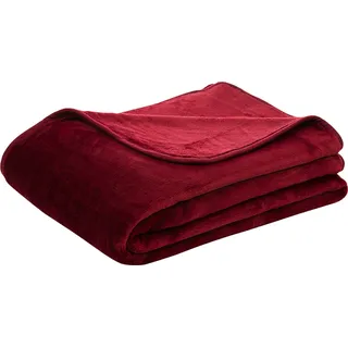Wohndecke GÖZZE "Uni Decke aus recyceltem Polyester" Wohndecken Gr. B/L: 150 cm x 200 cm, rot (bordeau) Kunstfaserdecken Kuscheldecke