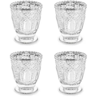 Partydeco Windlicht Glaskelch 7x8cm Silber