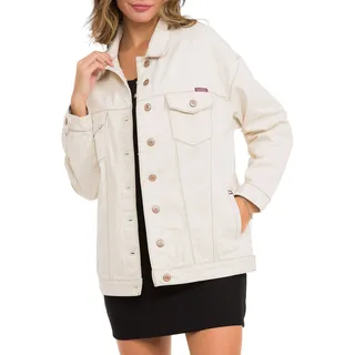 Cipo & Baxx Damen Jeansjacke Oversize Lang Denim Frezeitjacke WJ211 Beige M - M