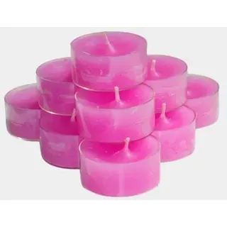 20 dänische Teelichter im transparenten Becher, durchgefärbt choke-rose, RAL