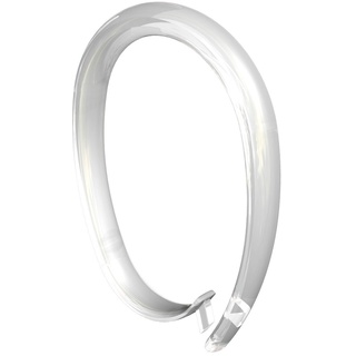 Flairdeco Duschvorhangringe oval verschließbar, Plastik, Transparent, 65/49 mm, 24 Stück