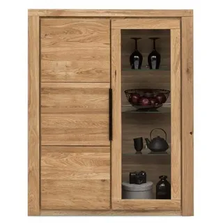 Vitrine Highboard Greta Wildeiche geölt Teilmassiv Höhe 141cm Breite 108cm Regal