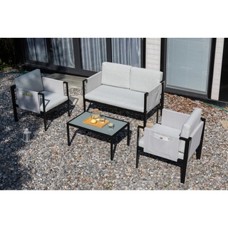 TrendLine Loungeset Edelstahl Amalfi  4-teilig mit Sofa, Sesseln und Tisch