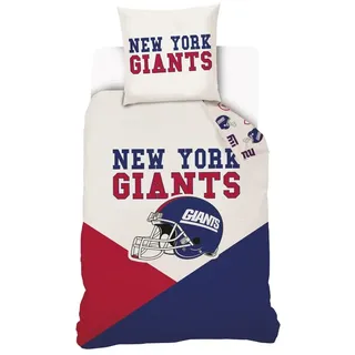 NFL - Housse De Couette Football Américain NFL New-York Giants 140x200 cm + 1 Taie d'oreiller 63x63 cm - 100% Coton - Beige