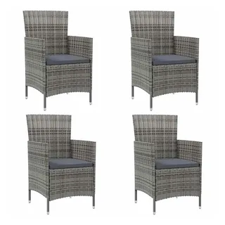vidaXL Polyrattan Gartenstühle 61 x 60 x 88 cm grau 4 St. inkl. Kissen 316690