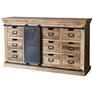 XXL Kommode Selce massiv edles Mangoholz 150cm Schiebetür Sideboard Anrichte