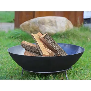Köhko Feuerschale Marbela-XL ca. 55x55x23 cm aus Stahl mit 3 Füße für Grillabend Gartefeuer BBQ Camping wonderbarer Abend am Strand Garten Hof Terrase Gillabend