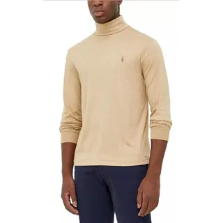 Polo Ralph Lauren Rollkragenshirt Longsleeve Rollkragen Shirt Pullover Custom Slim Fit Dünner, elastischer Jersey - Ärmel mit Bündchen beige S