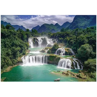 WallArena Fototapete Wasserfall Wald Wohnzimmer 250x175