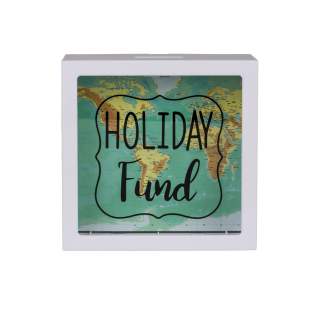 Spardose für den Urlaub "Holiday Fund" mit Weltkarten Design