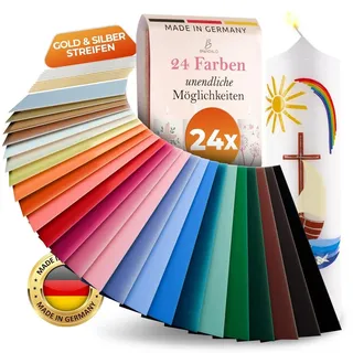 Omgoods – Set mit 24 Wachsplatten für Kerzen, inklusive 12 Wachsstreifen