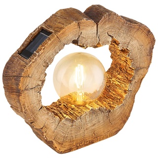 Globo Lighting LED Solarleuchte in Holzfarben braun mit Globe Höhe 25,5cm Kunststoff