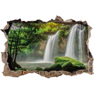 Pixxprint 3D_WD_2022_62x42 Dschungel Wasserfall Wanddurchbruch 3D Wandtattoo, Vinyl, bunt, 62 x 42 x 0,02 cm
