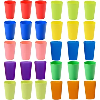 30 Stück Bunt Plastikbecher Wiederverwendbare Becher, 260ml 10 Farben | Mehrweg Kunststoffbecher Set, Stapelbare Bunte Plastik Trinkbecher für Partys Picknicks Camping Reisen und Zuhause