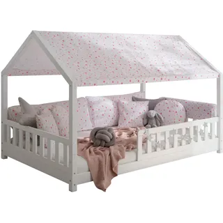 TiCAA Betthimmel Hausbett (2er Set) – Kinderbett Vorhang aus Polyester, Stoffhimmel, Dachvorhang, Hausbett Deko für Mädchen & Jungen