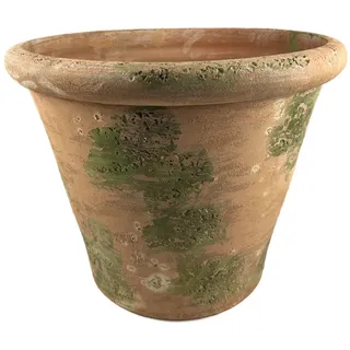 Hirsch Terracotta Blumentopf Vaso Caspo 40 cm Galestro Antik handgefertigt beige