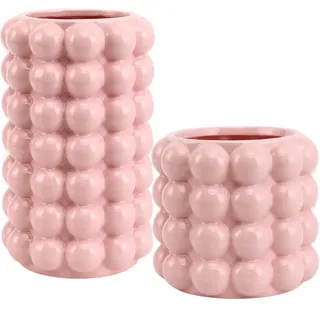 YANWE1 2 Stück Bubble Vasen aus Keramik, Rosa, Kurze Keramikvasen, einzigartige Vasen, große Seifenblasenvasen für Couchtischdekoration, dekorative Vasen für Wohnzimmer, Esstisch, Hochzeit