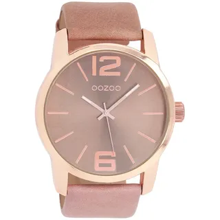 Oozoo XXL Damenuhr C9732 IP-Rose Lederband Rosa 48 mm