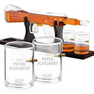Maverton Whisky Dekanter mit Gravur 800 ml + 4er Whiskygläser Set - personalisiertes Whiskey Dekanter Set für Whisky Genießer - Whiskey Karaffe für Männer - Hochprozentig