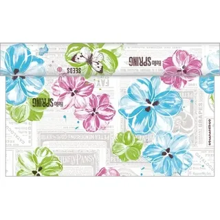 sovie HOME Tischläufer Hello Spring in pink-türkis Linclass® Airlaid, 40 cm x 4,80 m, 1 Stück, - Frühling Blumen modern Schmetterling