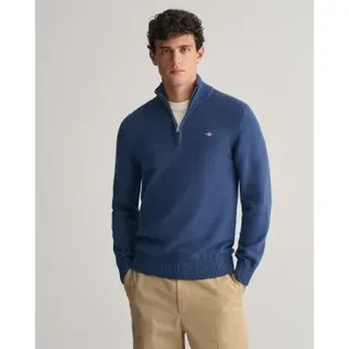 Gant für Herren. 8030170 Pullover mit halbem Reißverschluss Casual navy (3XL), Lässig, Baumwolle, Langarm, Marine