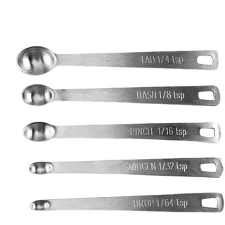 Mini Messlöffel Set - Edelstahl Kleine Messlöffel | 1/64 1/32 1/16 1/8 1/4 TL für Trockene Flüssige Zutaten, Winzige Löffel für Gewürzglas Würzen und Kochen