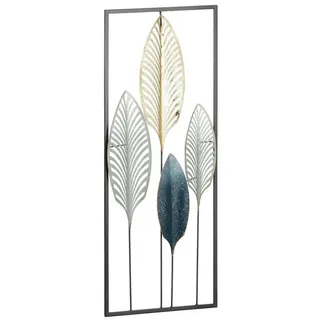 CEPEWA Wanddekoobjekt Wanddeko Blätter Metallbild 75cmH