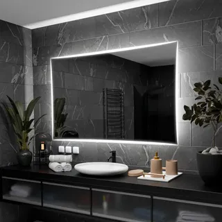 Badspiegel mit LED Beleuchtung - Lisbon - 120 cm, 80 cm - Silber