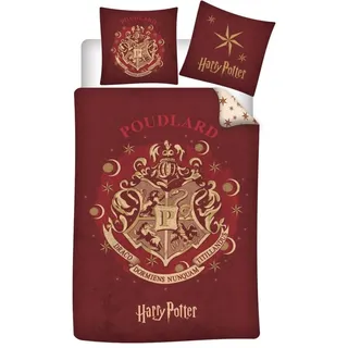 Harry Potter Hogwarts Bettwäsche 140x200 + Kissenbezug 65x65 Bordeauxrot