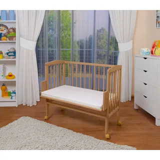 Waldin Beistellbett Waldin Baby Beistellbett mit Matratze, Buche massiv, verstellbar