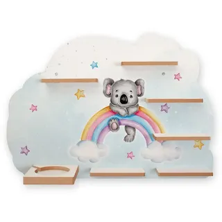 Kreative Feder Kinderregal Koala & Regenbogen 55 x 41 cm MDF blau mehrfarbig