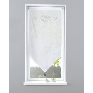 Scheibengardine »Louis«, Home affaire, Stangendurchzug (1 St), halbtransparent, Nachhaltig grau|weiß 80 cm x 160 cm