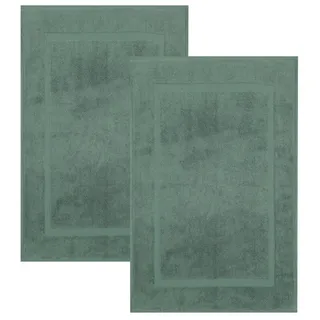 Betz Badematte 2 Stück Badvorleger Premium Badteppich Größe 50x70 cm, unbeschichtet, beidseitig nutzbar, beidseitig nutzbar, Baumwolle, Qualität 650g/m2 grün