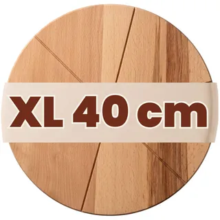 Ottido Pizzateller Holz XL mit Griffmulden aus leichtes Buchenholz 40 cm | 40 cm, Schneidrillen, Erleichtert das Schneiden, Leicht zu reinigen, Hitzebeständig, Für Pizza Snacks und Käse