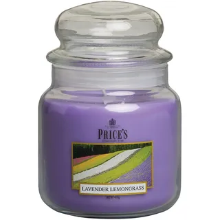 Price's Candles Medium Jar Lavender & Lemongrass - PMJ010613 | Frisches Blumen- und Zitrusaroma, langbrennendes Wachs, dekoratives Glasgefäß, entspannendes Ambiente, elegante Wohnkultur