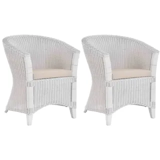 Krines Home Cocktailsessel 2er Set Rattan Sessel Ken Cocktailsessel Lounge Wohnzimmer Sessel (2-St), Clubsessel Rattansessel weiß