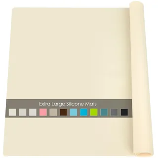 Extra große Silikonmatten für Arbeitsplatte – Thekentischschutz, Platzsets zum Backen, Basteln, Kinder-Tischset, antihaftbeschichtet, rutschfest, hitzebeständig, Küchenunterlage, 50 x 40 cm, Beige