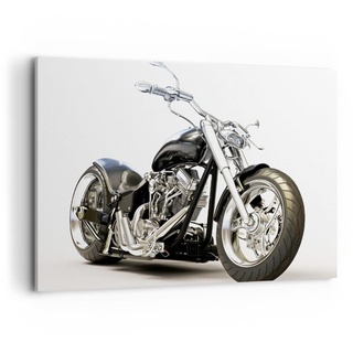 ARTTOR Bild auf Leinwand - Leinwandbild - Motorrad Motor Geschwindigkeit Chrom - 120x80cm - Wand Bild - Wanddeko - Leinwanddruck - Bilder - Kunstdruck - Leinwand bilder - Wandkunst - AA120x80-2427