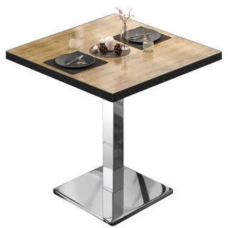 MBM | Bistro Tisch | 70 x 70 x 74,5 cm | Melamin | Eiche / Edelstahl