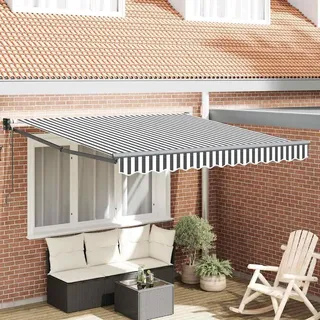 ACAGALA Elektrische Gelenkarmmarkise 3x2,5m, Markise Automatisch mit Fernbedienung und Handkurbel, Sonnenmarkise Sonnenschutz für Terrasse Balkon Garten, Anthrazit und Weiß(anthrazit Rahmen)